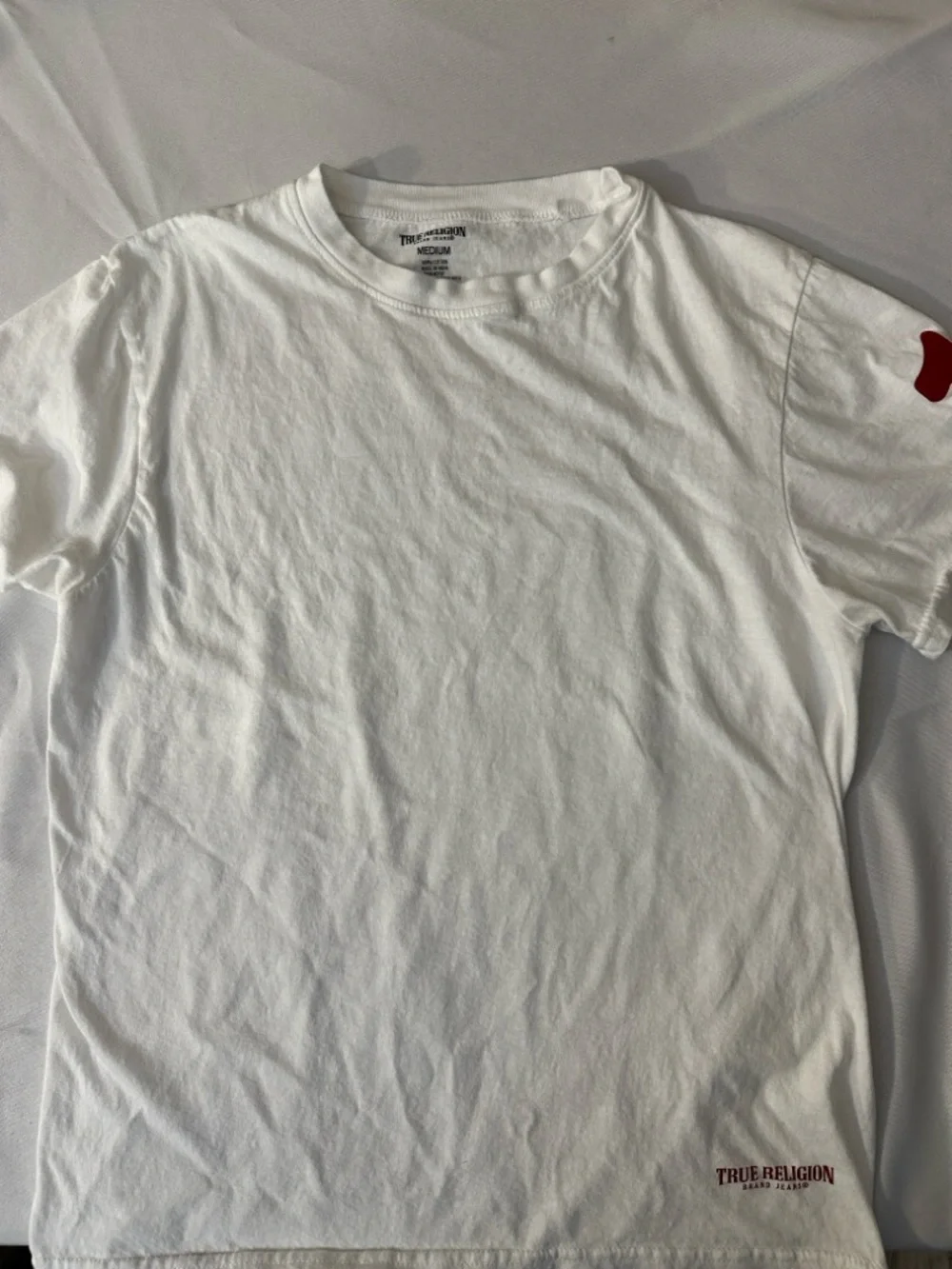 True‎ Religion White Crewneck Tee with Black Logo Print